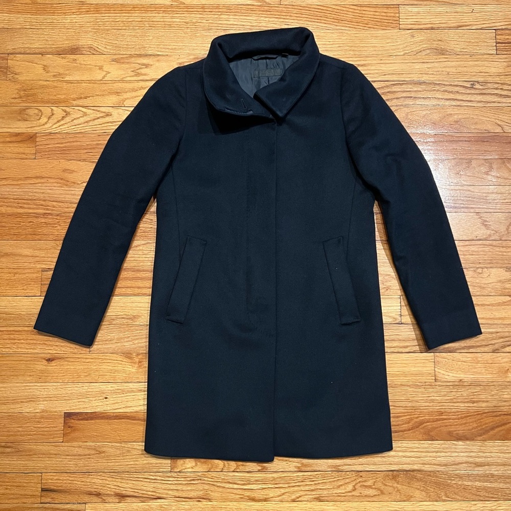 Uniqlo Navy Wool & Cashmere Mix Light-Weight button Down Coat - Picture 11 of 12